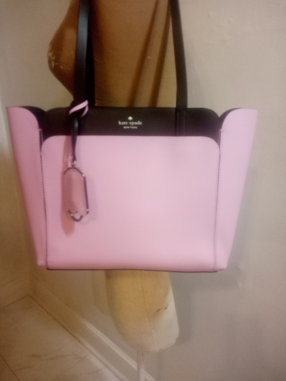 Kate Spade Pink and Black Leather Tote Bag